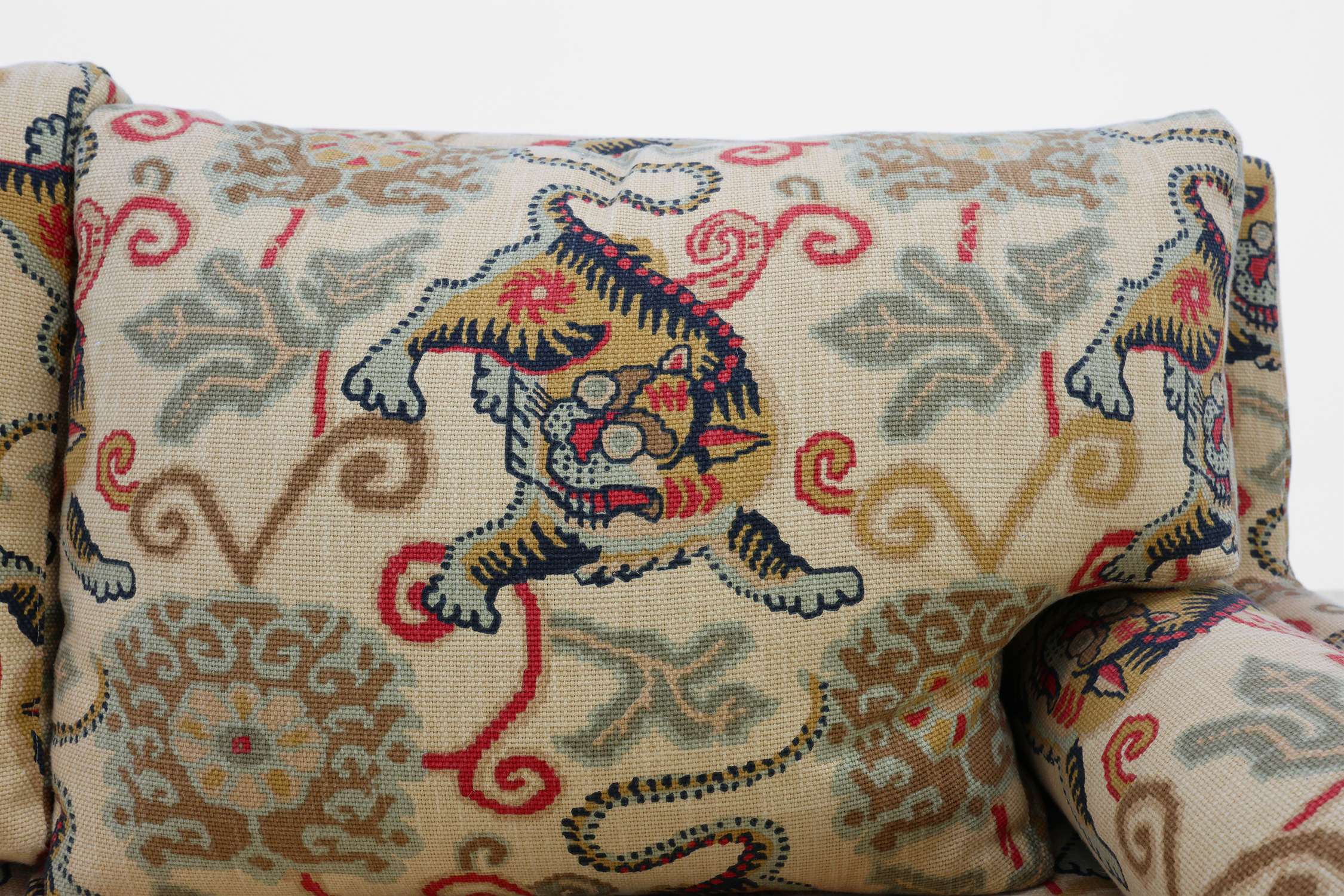 Hollywood Regency 3-seater sofa with Lion‑Motif Upholstery, Italy ca. 1990thumbnail